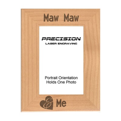 Copy-Grandma Picture Frame Maw Maw and Me Heart Engraved Natural Wood Picture Frame (WF-204) Mothers Day - image2